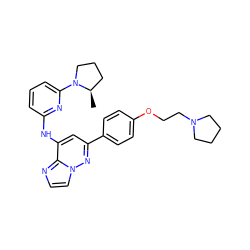 C[C@@H]1CCCN1c1cccc(Nc2cc(-c3ccc(OCCN4CCCC4)cc3)nn3ccnc23)n1 ZINC000207417787