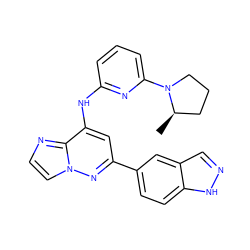 C[C@@H]1CCCN1c1cccc(Nc2cc(-c3ccc4[nH]ncc4c3)nn3ccnc23)n1 ZINC000207368694