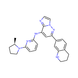 C[C@@H]1CCCN1c1cccc(Nc2cc(-c3ccc4c(c3)NCCC4)nn3ccnc23)n1 ZINC000207396437