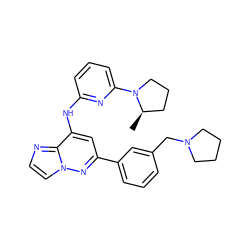 C[C@@H]1CCCN1c1cccc(Nc2cc(-c3cccc(CN4CCCC4)c3)nn3ccnc23)n1 ZINC000207407551