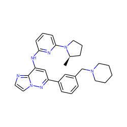 C[C@@H]1CCCN1c1cccc(Nc2cc(-c3cccc(CN4CCCCC4)c3)nn3ccnc23)n1 ZINC000207402652