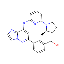 C[C@@H]1CCCN1c1cccc(Nc2cc(-c3cccc(CO)c3)nn3ccnc23)n1 ZINC000095572117