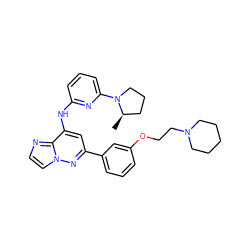 C[C@@H]1CCCN1c1cccc(Nc2cc(-c3cccc(OCCN4CCCCC4)c3)nn3ccnc23)n1 ZINC000207418118