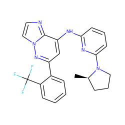 C[C@@H]1CCCN1c1cccc(Nc2cc(-c3ccccc3C(F)(F)F)nn3ccnc23)n1 ZINC000207382703