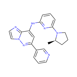 C[C@@H]1CCCN1c1cccc(Nc2cc(-c3cccnc3)nn3ccnc23)n1 ZINC000207412734