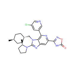 C[C@@H]1CCCN1c1nc2cc(-c3noc(=O)[nH]3)nc(-c3cncc(Cl)c3)c2n1C[C@H]1CC[C@H](C)CC1 ZINC000261135905