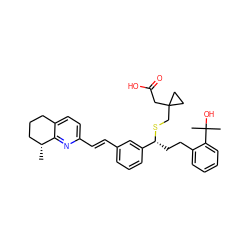 C[C@@H]1CCCc2ccc(/C=C/c3cccc([C@@H](CCc4ccccc4C(C)(C)O)SCC4(CC(=O)O)CC4)c3)nc21 ZINC000027522279