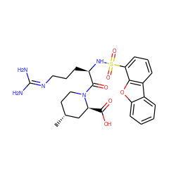 C[C@@H]1CCN(C(=O)[C@@H](CCCN=C(N)N)NS(=O)(=O)c2cccc3c2oc2ccccc23)[C@@H](C(=O)O)C1 ZINC000028755850