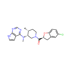 C[C@@H]1CCN(C(=O)[C@@H]2Cc3cc(Cl)ccc3O2)C[C@@H]1N(C)c1ncnc2[nH]ccc12 ZINC000066259007