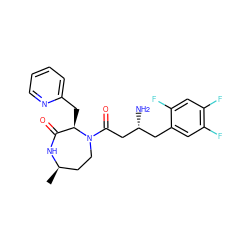 C[C@@H]1CCN(C(=O)C[C@H](N)Cc2cc(F)c(F)cc2F)[C@H](Cc2ccccn2)C(=O)N1 ZINC000011689472