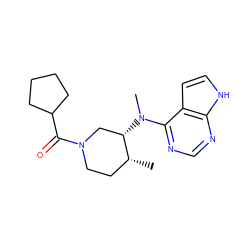 C[C@@H]1CCN(C(=O)C2CCCC2)C[C@@H]1N(C)c1ncnc2[nH]ccc12 ZINC000003965915