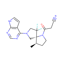 C[C@@H]1CCN(C(=O)CC#N)[C@@]12CN(c1ncnc3[nH]ccc13)CC2(F)F ZINC000169698982