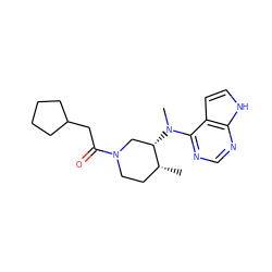 C[C@@H]1CCN(C(=O)CC2CCCC2)C[C@@H]1N(C)c1ncnc2[nH]ccc12 ZINC000066258660