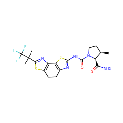 C[C@@H]1CCN(C(=O)Nc2nc3c(s2)-c2nc(C(C)(C)C(F)(F)F)sc2CC3)[C@@H]1C(N)=O ZINC000068248850