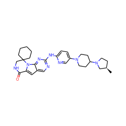 C[C@@H]1CCN(C2CCN(c3ccc(Nc4ncc5cc6n(c5n4)C4(CCCCC4)CNC6=O)nc3)CC2)C1 ZINC000219195415