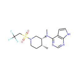 C[C@@H]1CCN(S(=O)(=O)CC(F)(F)F)C[C@@H]1N(C)c1ncnc2[nH]ccc12 ZINC000066251535