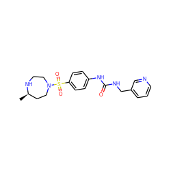 C[C@@H]1CCN(S(=O)(=O)c2ccc(NC(=O)NCc3cccnc3)cc2)CCN1 ZINC000096271679