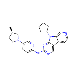 C[C@@H]1CCN(c2ccc(Nc3ncc4c5ccncc5n(C5CCCC5)c4n3)nc2)C1 ZINC000169706650