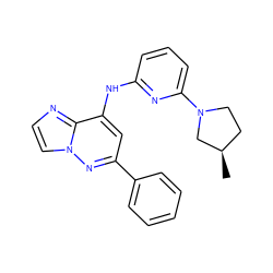 C[C@@H]1CCN(c2cccc(Nc3cc(-c4ccccc4)nn4ccnc34)n2)C1 ZINC000207354934