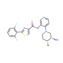 C[C@@H]1CCN(c2ccncc2NC(=O)c2csc(-c3c(F)cccc3F)n2)C[C@@H]1N ZINC000141477791