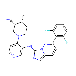 C[C@@H]1CCN(c2ccncc2Nc2ncc3ccc(-c4c(F)cccc4F)nn23)C[C@@H]1N ZINC000144271945