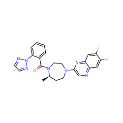 C[C@@H]1CCN(c2cnc3cc(F)c(F)cc3n2)CCN1C(=O)c1ccccc1-n1nccn1 ZINC000049036724