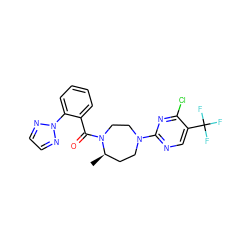 C[C@@H]1CCN(c2ncc(C(F)(F)F)c(Cl)n2)CCN1C(=O)c1ccccc1-n1nccn1 ZINC000473112102