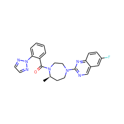 C[C@@H]1CCN(c2ncc3cc(F)ccc3n2)CCN1C(=O)c1ccccc1-n1nccn1 ZINC000043196187