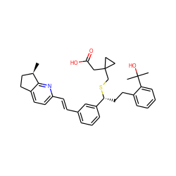 C[C@@H]1CCc2ccc(/C=C/c3cccc([C@@H](CCc4ccccc4C(C)(C)O)SCC4(CC(=O)O)CC4)c3)nc21 ZINC000027521743