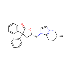 C[C@@H]1CCc2n(C[C@@H]3CC(c4ccccc4)(c4ccccc4)C(=O)O3)cc[n+]2C1 ZINC000013651206