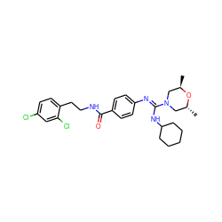 C[C@@H]1CN(/C(=N/c2ccc(C(=O)NCCc3ccc(Cl)cc3Cl)cc2)NC2CCCCC2)C[C@@H](C)O1 ZINC000013581456