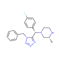 C[C@@H]1CN([C@@H](c2ccc(F)cc2)c2nnnn2Cc2ccccc2)CCN1 ZINC000058590492