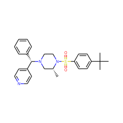 C[C@@H]1CN([C@@H](c2ccccc2)c2ccncc2)CCN1S(=O)(=O)c1ccc(C(C)(C)C)cc1 ZINC000040915084