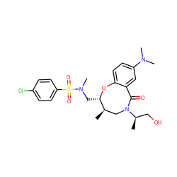 C[C@@H]1CN([C@H](C)CO)C(=O)c2cc(N(C)C)ccc2O[C@H]1CN(C)S(=O)(=O)c1ccc(Cl)cc1 ZINC000095853679