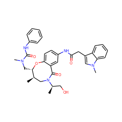 C[C@@H]1CN([C@H](C)CO)C(=O)c2cc(NC(=O)Cc3cn(C)c4ccccc34)ccc2O[C@H]1CN(C)C(=O)Nc1ccccc1 ZINC000095862304