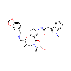 C[C@@H]1CN([C@H](C)CO)C(=O)c2cc(NC(=O)Cc3cn(C)c4ccccc34)ccc2O[C@H]1CN(C)Cc1ccc2c(c1)OCO2 ZINC000095862690