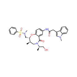 C[C@@H]1CN([C@H](C)CO)C(=O)c2cc(NC(=O)Cc3cn(C)c4ccccc34)ccc2O[C@H]1CN(C)S(=O)(=O)c1ccccc1 ZINC000095862703