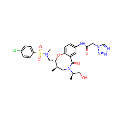 C[C@@H]1CN([C@H](C)CO)C(=O)c2cc(NC(=O)Cn3cnnn3)ccc2O[C@H]1CN(C)S(=O)(=O)c1ccc(Cl)cc1 ZINC000095857270