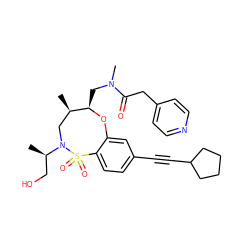 C[C@@H]1CN([C@H](C)CO)S(=O)(=O)c2ccc(C#CC3CCCC3)cc2O[C@@H]1CN(C)C(=O)Cc1ccncc1 ZINC000095600210