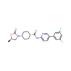 C[C@@H]1CN([C@H]2CC[C@@H](C(=O)Nc3ccc(-c4cc(F)cc(F)c4)cn3)CC2)C(=O)O1 ZINC000261142617