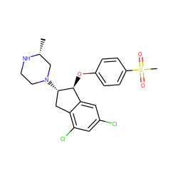 C[C@@H]1CN([C@H]2Cc3c(Cl)cc(Cl)cc3[C@@H]2Oc2ccc(S(C)(=O)=O)cc2)CCN1 ZINC000118253401