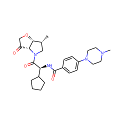 C[C@@H]1CN(C(=O)[C@@H](NC(=O)c2ccc(N3CCN(C)CC3)cc2)C2CCCC2)[C@@H]2C(=O)CO[C@@H]21 ZINC000096170015