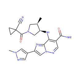 C[C@@H]1CN(C(=O)C2(C#N)CC2)C[C@@H]1Nc1c(C(N)=O)cnn2cc(-c3cnn(C)c3)nc12 ZINC001772574711