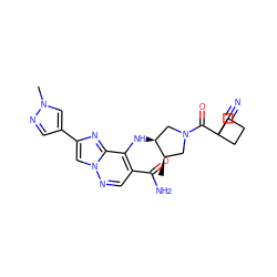 C[C@@H]1CN(C(=O)C2(C#N)CCC2)C[C@@H]1Nc1c(C(N)=O)cnn2cc(-c3cnn(C)c3)nc12 ZINC001772623966