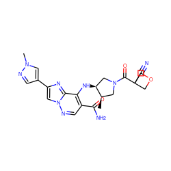 C[C@@H]1CN(C(=O)C2(C#N)COC2)C[C@@H]1Nc1c(C(N)=O)cnn2cc(-c3cnn(C)c3)nc12 ZINC001772586716