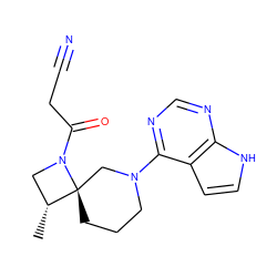 C[C@@H]1CN(C(=O)CC#N)[C@@]12CCCN(c1ncnc3[nH]ccc13)C2 ZINC000117620322