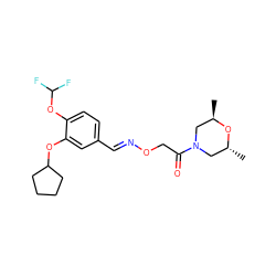 C[C@@H]1CN(C(=O)CO/N=C/c2ccc(OC(F)F)c(OC3CCCC3)c2)C[C@@H](C)O1 ZINC000473136172