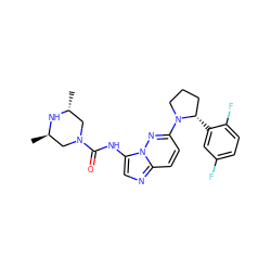 C[C@@H]1CN(C(=O)Nc2cnc3ccc(N4CCC[C@@H]4c4cc(F)ccc4F)nn23)C[C@@H](C)N1 ZINC000118236023