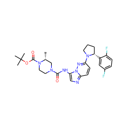 C[C@@H]1CN(C(=O)Nc2cnc3ccc(N4CCC[C@@H]4c4cc(F)ccc4F)nn23)CCN1C(=O)OC(C)(C)C ZINC000118235659