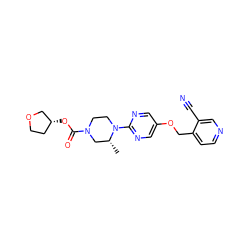 C[C@@H]1CN(C(=O)O[C@@H]2CCOC2)CCN1c1ncc(OCc2ccncc2C#N)cn1 ZINC000169322376